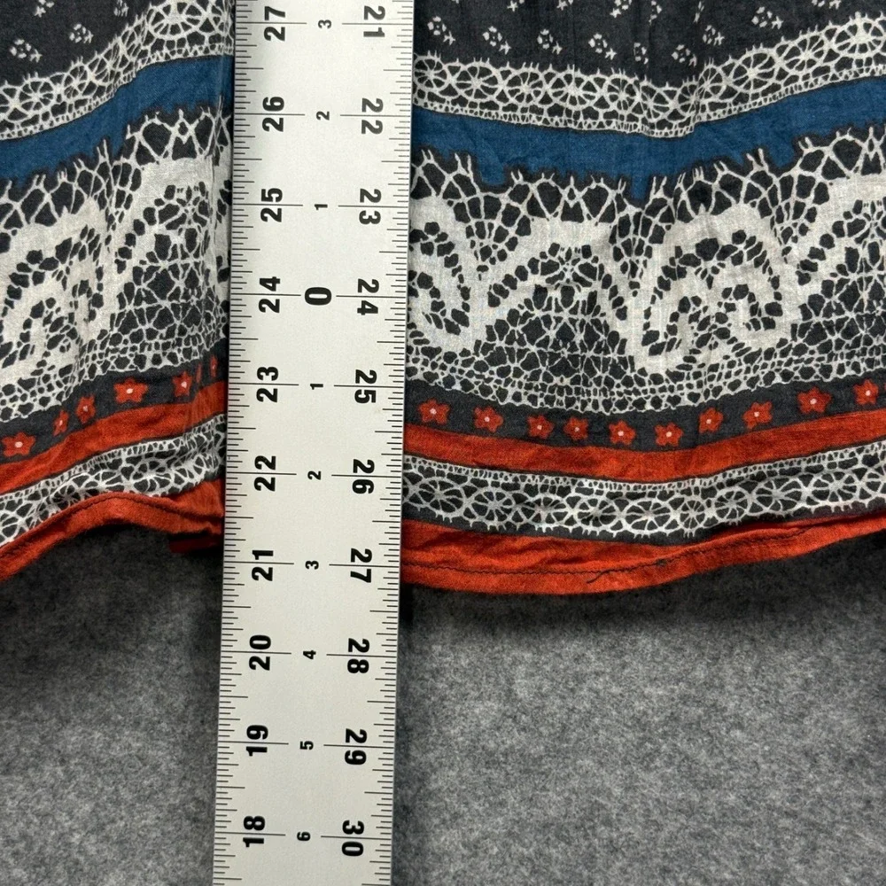 Free‎ People Black White Red Boho Cold Shoulder Mini Dress Size S